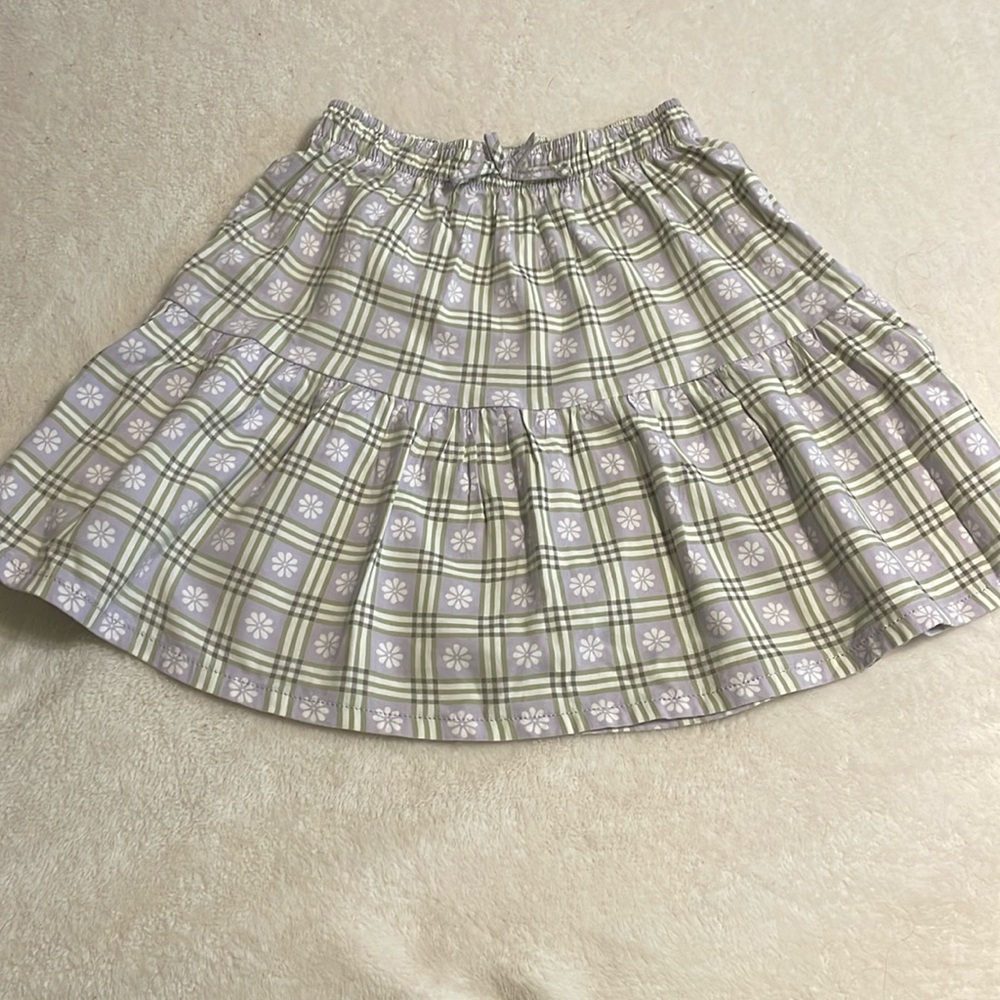 Purple/green plaid and flower skirt